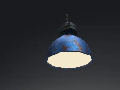 Industrial Light - Factory Lighting with Chain Low-poly 3D model