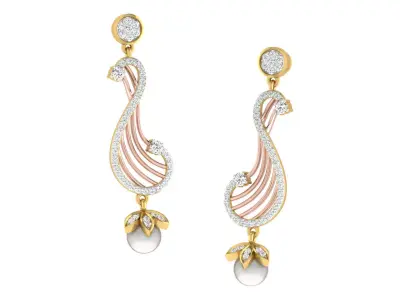 Light Weight Gold Diamond Earring  -earr3 3D print model