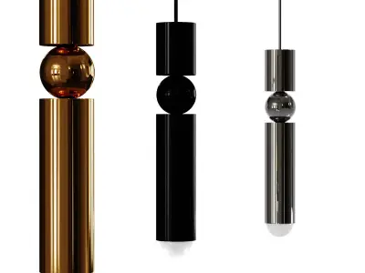 PLUMB group of gold and pendant lights 3D model