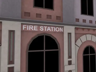 Fire Station 818 polygons High Quality Game Ready Low-poly 3D model