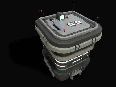 Lowpoly Modular Scifi Building 02 Low-poly 3D model