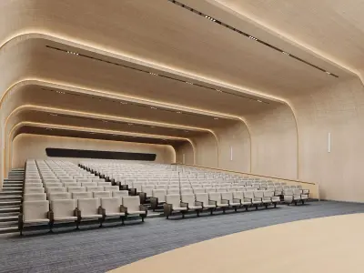 Modern Wood Auditorium Conference Hall 3D model