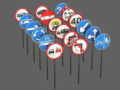 Traffic Sign Collection VOL 2 Low-poly 3D model