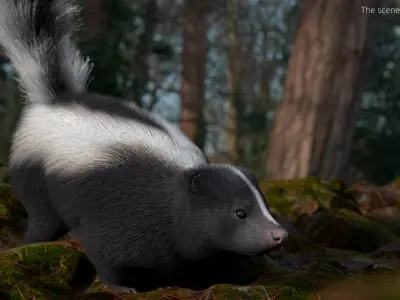 Animal Skunk Fur Animated Rigged for Blender 