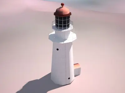 Booby Island Lighthouse Low poly Low-poly 3D model