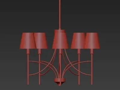 Millau Collection 5 Light Satin Gold Chandelier with  3D model