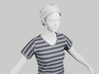 Female T-Shirt 01 Light Grey Low-poly 3D model