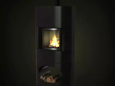 Modern Black Fireplace Unit 3D model
