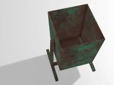 Rusty Trash Can Low-poly 3D model