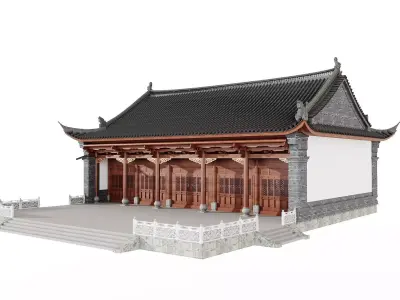 Japan Historic Temple Main Hall Building 3D model