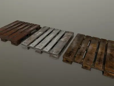 pallet three wooden pallets Low-poly 3D model