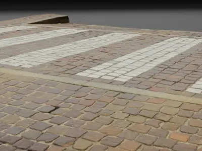 Pedestrian crossing cobblestones mid-poly 3D model