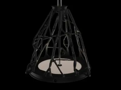 Lampshade pendant light with candle inside 3D model