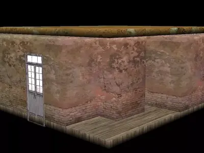 dirty room bedroom low poly Low-poly 3D model