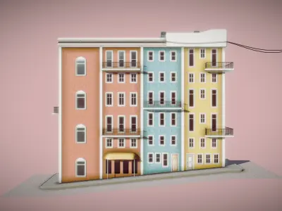 Apartment Block - Portugal Low-poly 3D model