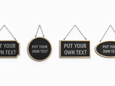 Display Signs -Wooden Wall Message Boards 3D model
