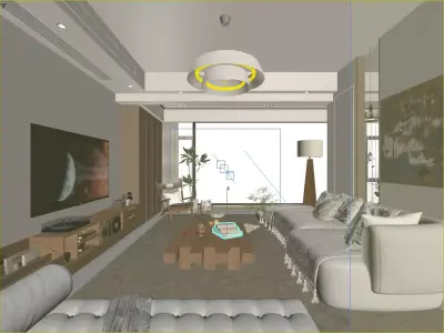 Pixels and Flowers living room interior scene 3D model