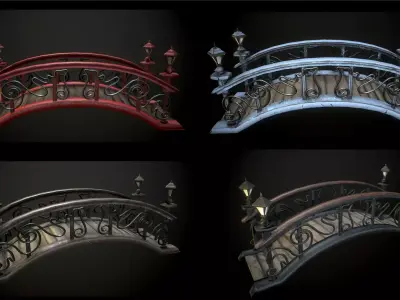 Bridge 4 texture options low and high poly Low-poly 3D model