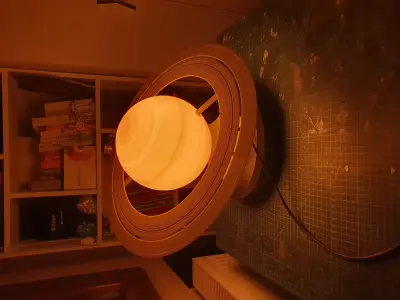 Planet Lamp -- Saturn -- 3D Print Ready Night Light  3D print model