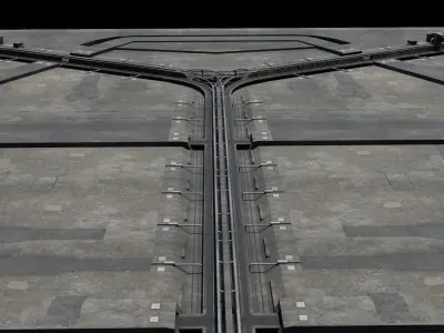 Road segments with crosses Low-poly 3D model