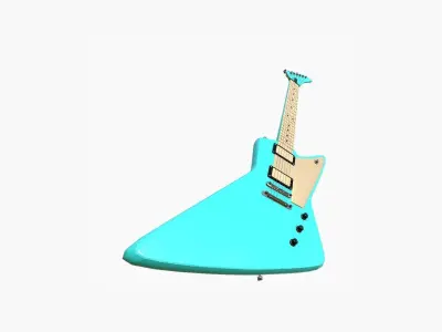 Electric Guitar F04 Light Blue - Music Instrument Design Low-poly 3D model