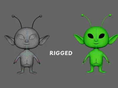 Low-Poly Cartoon Alien 01 Animated  Low-poly 3D model