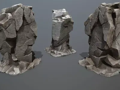 sea rocks Low-poly 3D model