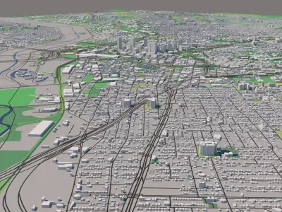 Dallas Texas USA 25x25km 3D City Map 3D model