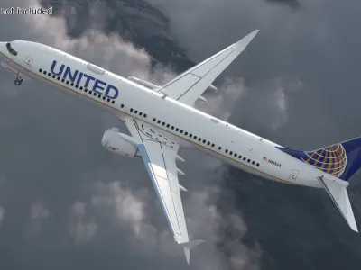  United Airlines Boeing 737-900 with Cabin and Doors Rigged for Maya 