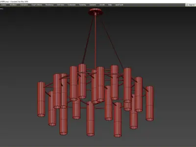 MIDCENTURI CHANDELIER WITH IKE TUNNEL LAMPS Low-poly 3D model