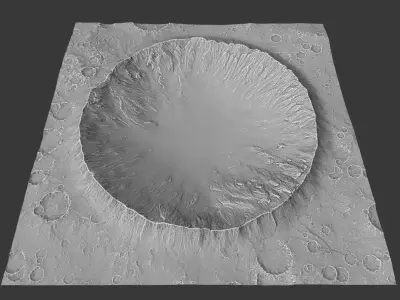 Moon Terrain Recent Impact Crater Blender FBX 4K maps 3D model