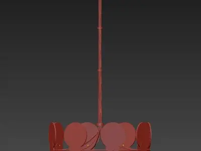 PETRA gold chandelier with two round circles hanging from it 3D model