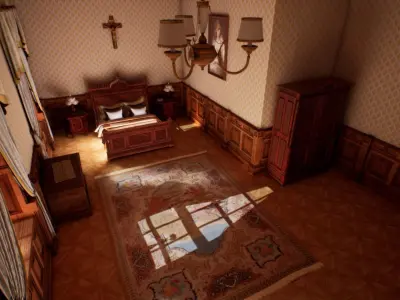 Victorian bedroom interior 3D model