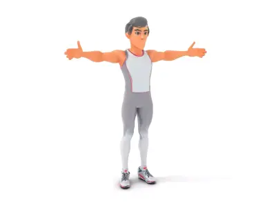 Athletic Male D Character Model Rigged and Animated Low-poly 3D model