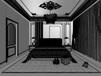 French Style Bedroom 3D Model 3D model
