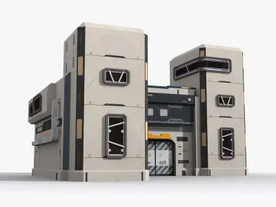 Factory Industrial Sci Fi x18 Low-poly 3D model