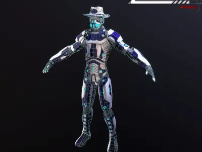 Spacecowboy Lowpoly rigged Low-poly 3D model