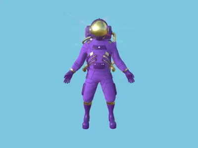 Astronaut Outfit 06 - Purple Gold - Character Design Fashion Low-poly 3D model