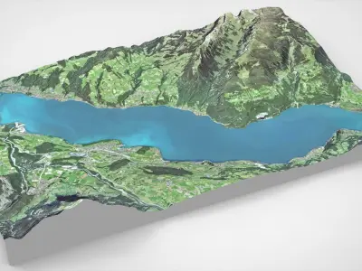 Lake Thun Diemtigtal Nature Park  Switzerland 3D model