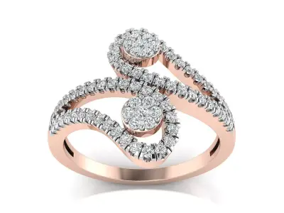 Light Weight Rose Gold Diamond Ring  -R-3908 3D print model