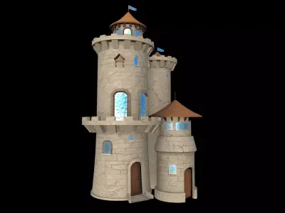 Stylized Game Ready Castle Towers Low-poly 3D model