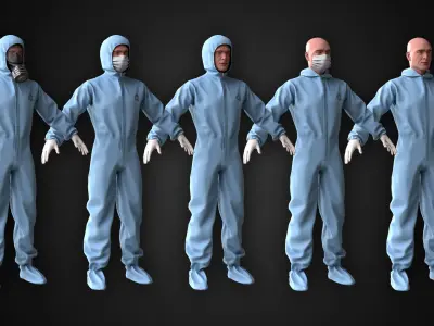 Man In Protective Suit Low-poly 3D model