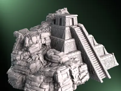 Aztec Mayan Fantasy Temple Terrain 3D Print Model 3D print model