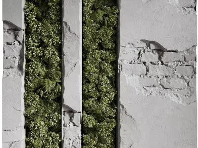 Wall with plant 08 3D model