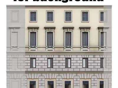 Facade classic house Low poly for background 3D model