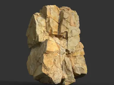 Low poly Yellow Modular Rock 230702 Low-poly 3D model