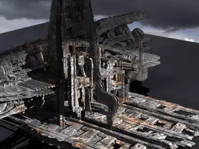 Ithian Ancient Sci fi exterior rail system 3D model