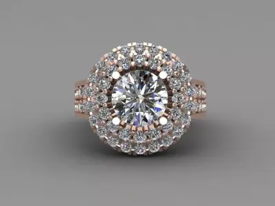 Rose Gold Women Diamond Ring 3D print model 3D print model 42