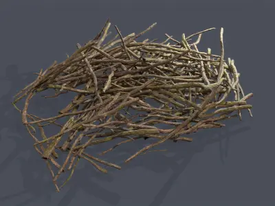 Pile of branches Low-poly 3D model