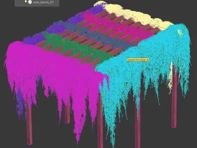 Pergola with grape leaves 3D model